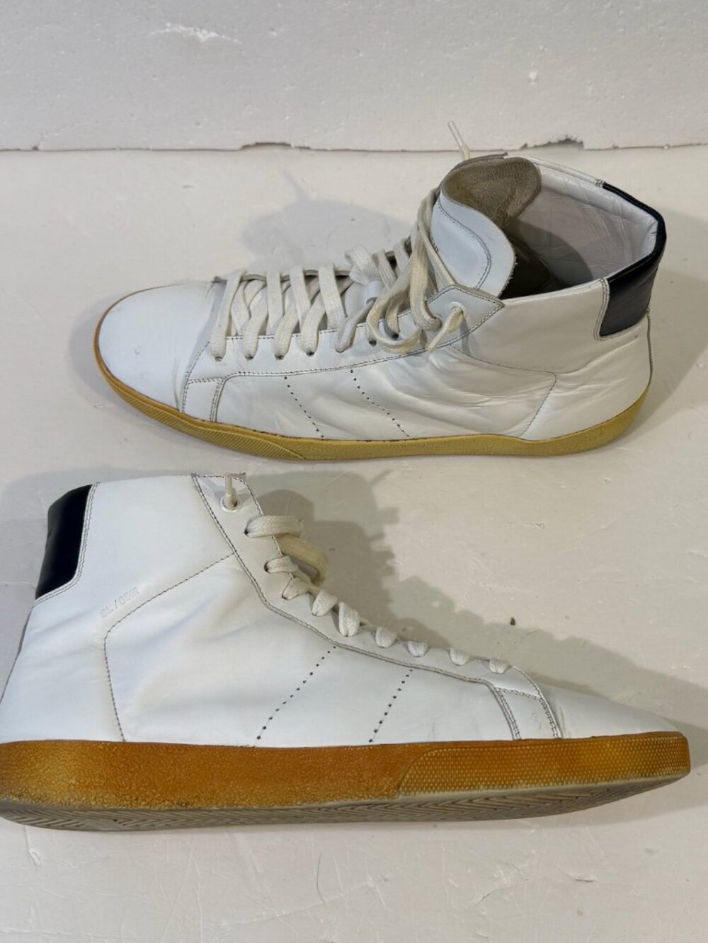Saint Laurent Paris Leather Sneakers "Hedi Era" Men's Size 10.5 White High Top